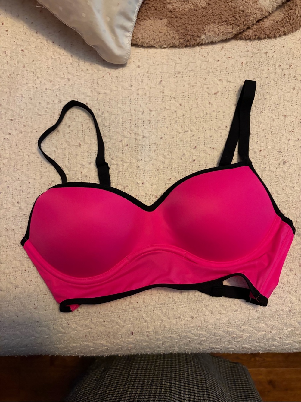 Small PINK Victoria's Secret Neon Pink Bra with Black Trim